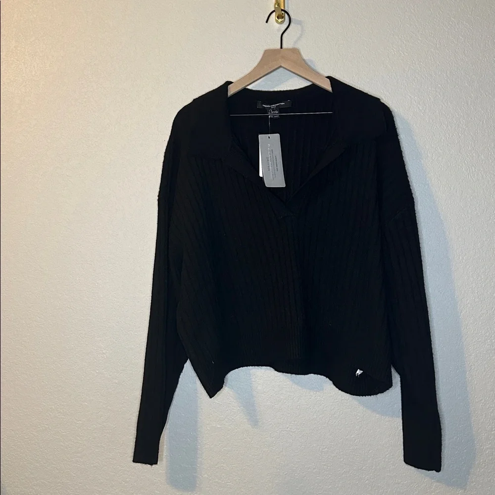 NWT French Connection Vhari Collar Long Sleeve Jumper Black L